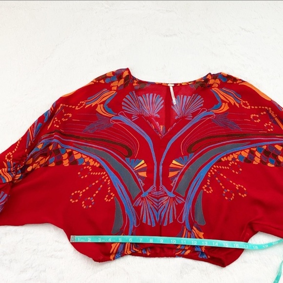 Like New Red and Blue Sheer Free People Beneath the Sea Top, size XS - Picture 2 of 7